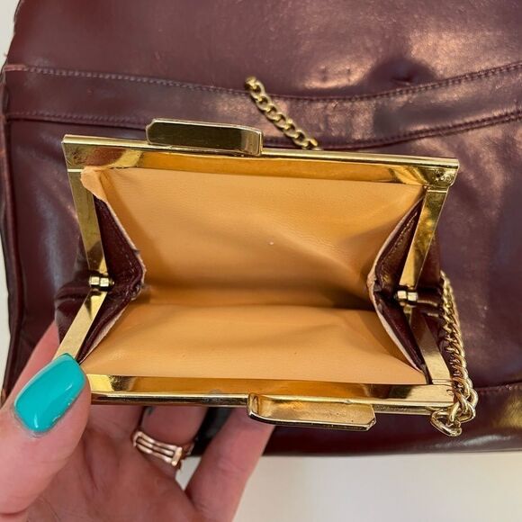 Vintage Lou Tayler Italy Leather Handbag with Attached Mirror and Change Purse - Picture 3 of 11
